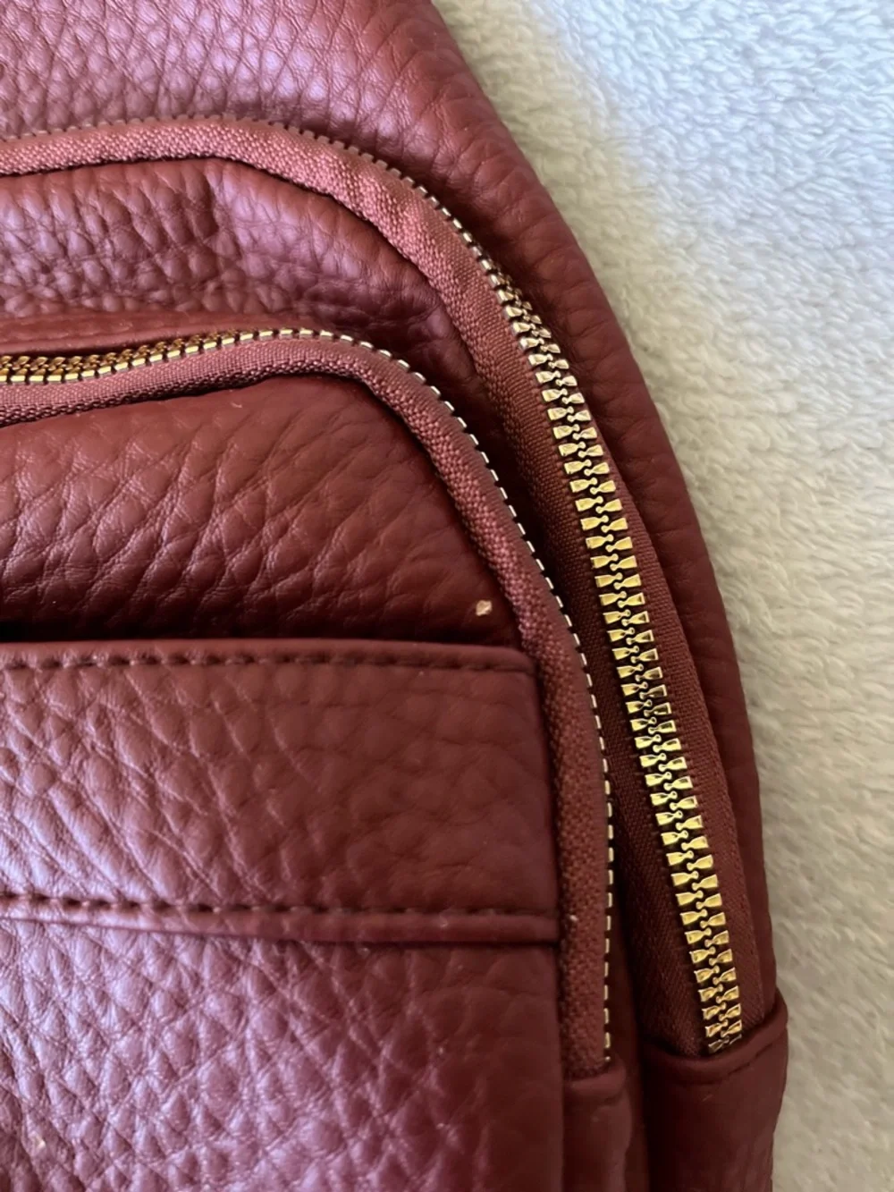 Women’s Crossbody Sling Bag in Burgundy with Gold Hardware